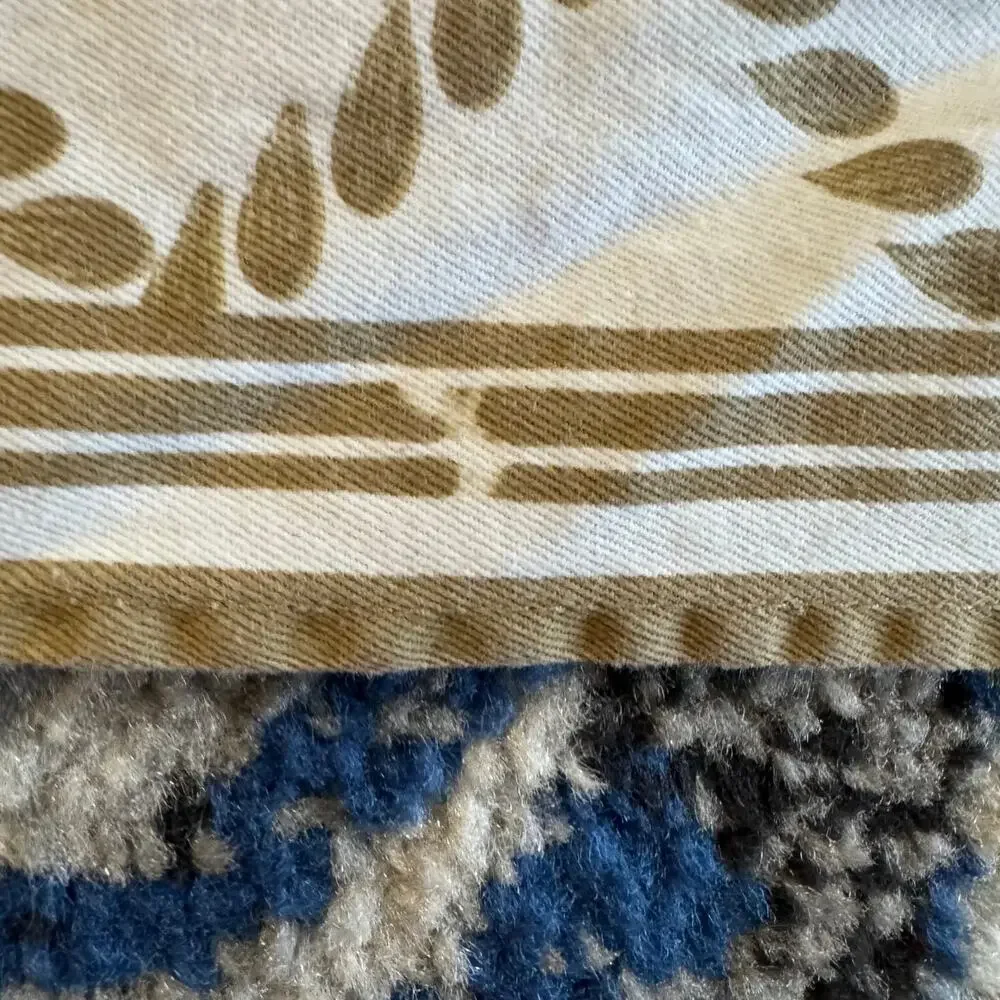 Casa Cristina Cotton Tablecloth Leaves Diamonds Tan White 66x48